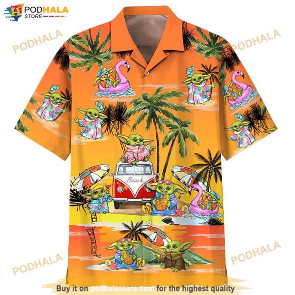 Star Wars Disney Baby Yoda Orange Hawaiian Shirt