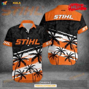 Stihl Tropical Coconut Tree Dark Sunny Design Hawaiian Shirt