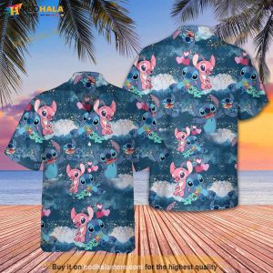 Stitch And Angel Cartoon Lilo And Stitch Aloha Means Family Hawaii Beach Shirt