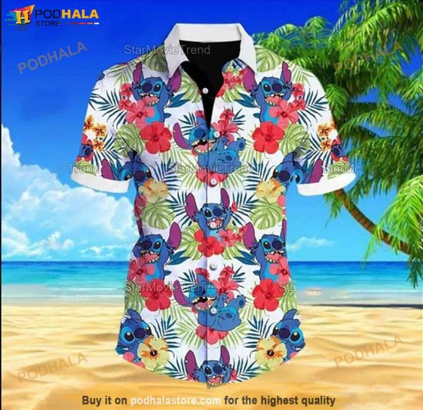 Stitch Flower Cartoon Lilo And Stitch Funny Hawaiian Shirt