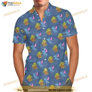 Stitch Meets The Child Cartoon Lilo And Stitch Hawaiian Shirt