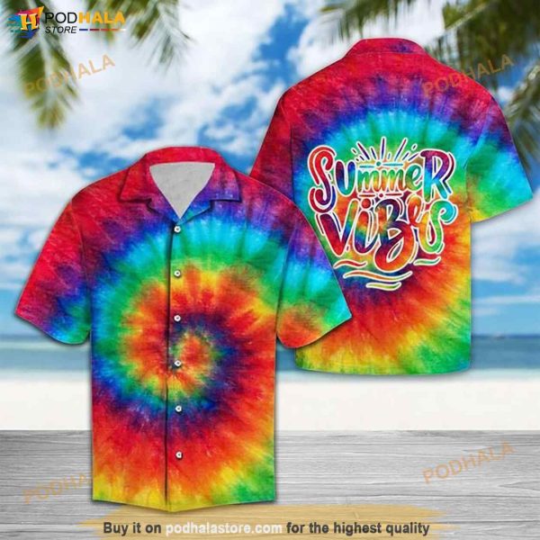 Summer Vibes Tie Dye Hawaiian Shirt