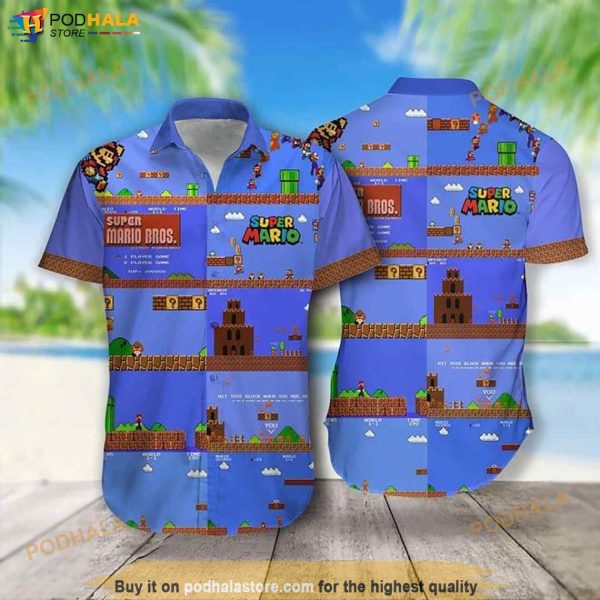 Super Mario Print Hawaiian Shirt