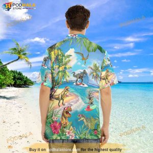 T-Rex Dinosaur Tropical Island Hawaiian Shirt