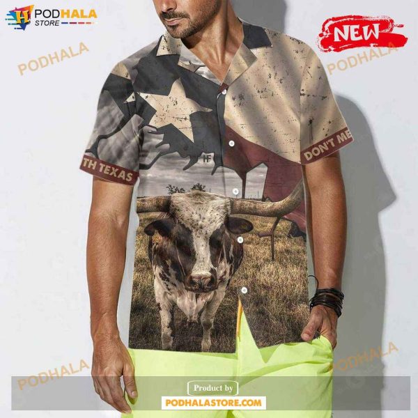 Texas Longhorn With Flag Hot Casual Shirts For Men Women Hawaiian Shirt