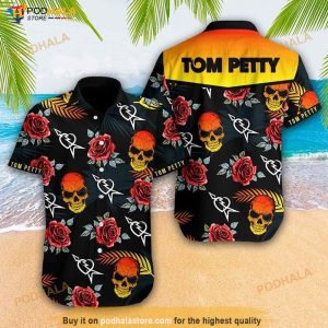 Tom Petty And The Heartbreakers X Skull Flowers Hawaiian Shirt