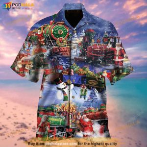 Train To Christmas Hawaiian Retro Christmas Vintage Summer Shirt