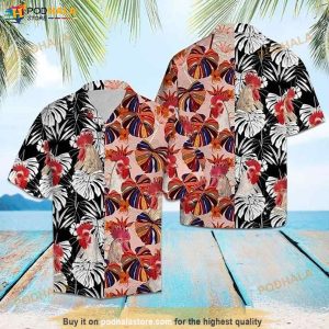 Tropical Rooster Floral Hawaiian Shirt