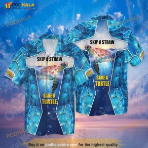 Turtle Ocean Skip A Straw Save A Turtle Hawaiian Shirt