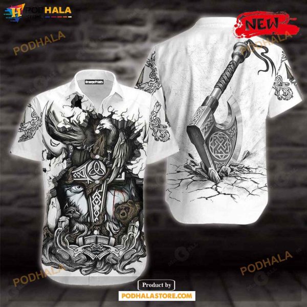 Viking Odin White Design For Summer Hawaiian Shirt