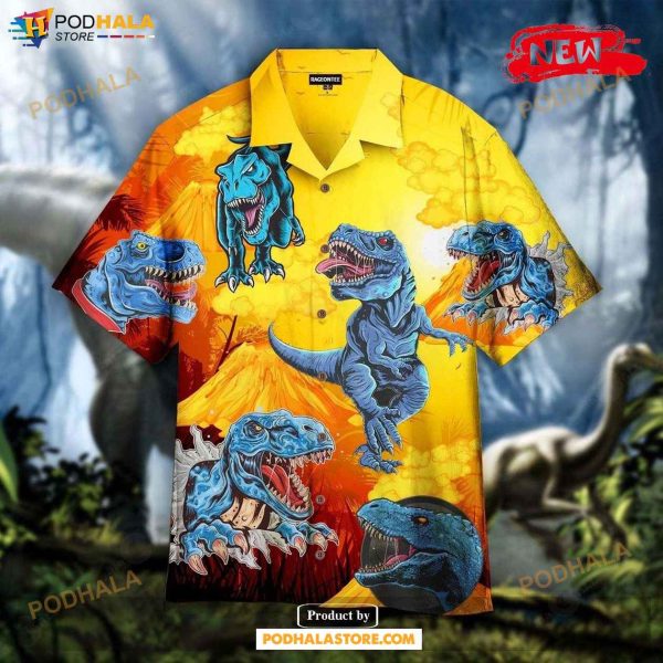 Volcano T Rex Roar For Summer Hawaiian Shirt