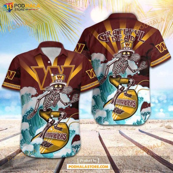 Washington Commanders NFL Skateboarding Skull Collection Hawaiian Shirt