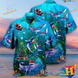 Whales Sea Christmas Hawaiian Shirt