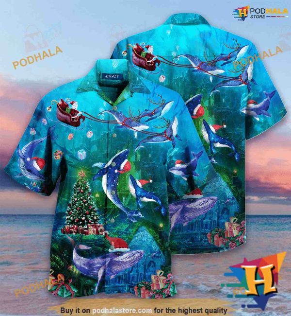 Whales Sea Christmas Hawaiian Shirt