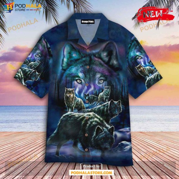 Wolf Night Forest Style For Summer Hawaiian Shirt